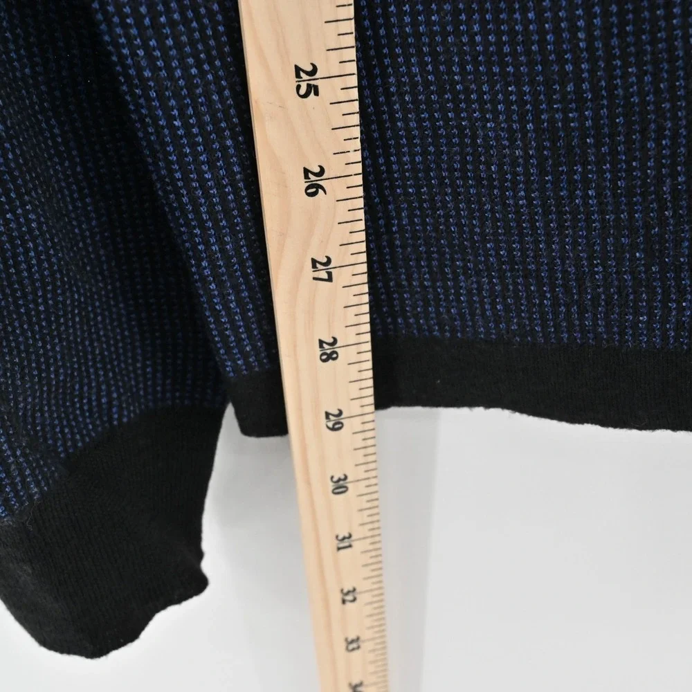 ROBERT GRAHAM Mens Blue Quarter Zip Sweater Sz XL Wool Waffle Knit Pullover Mock